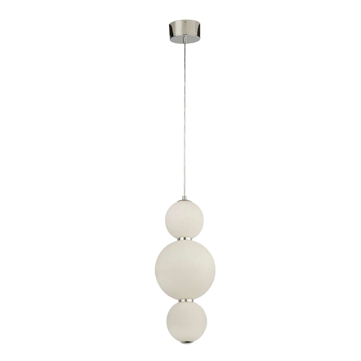Searchlight Snowball  3Lt Pendant - Chrome Metal & Opal Glass