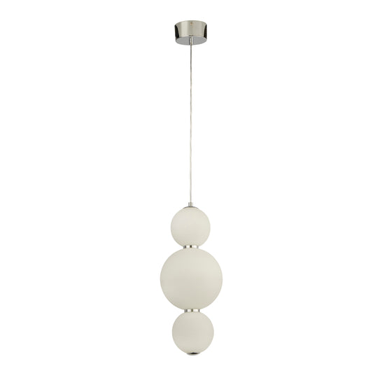 Searchlight Snowball  3Lt Pendant - Chrome Metal & Opal Glass