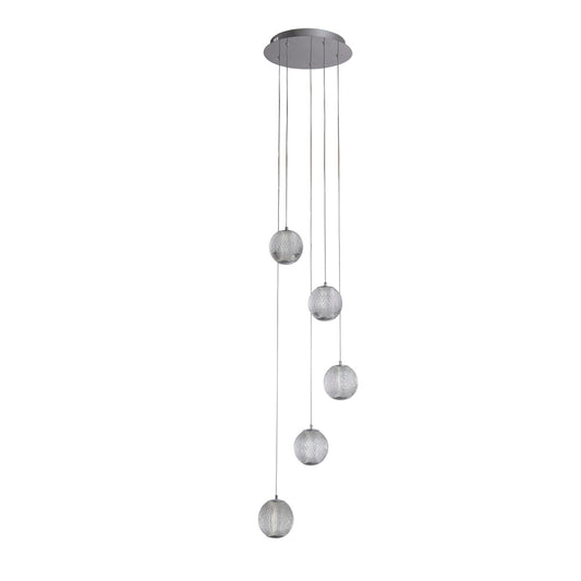 Searchlight Allure 5Lt Multi Drop Hanglamp Chroom Metaal & Helder Acryl