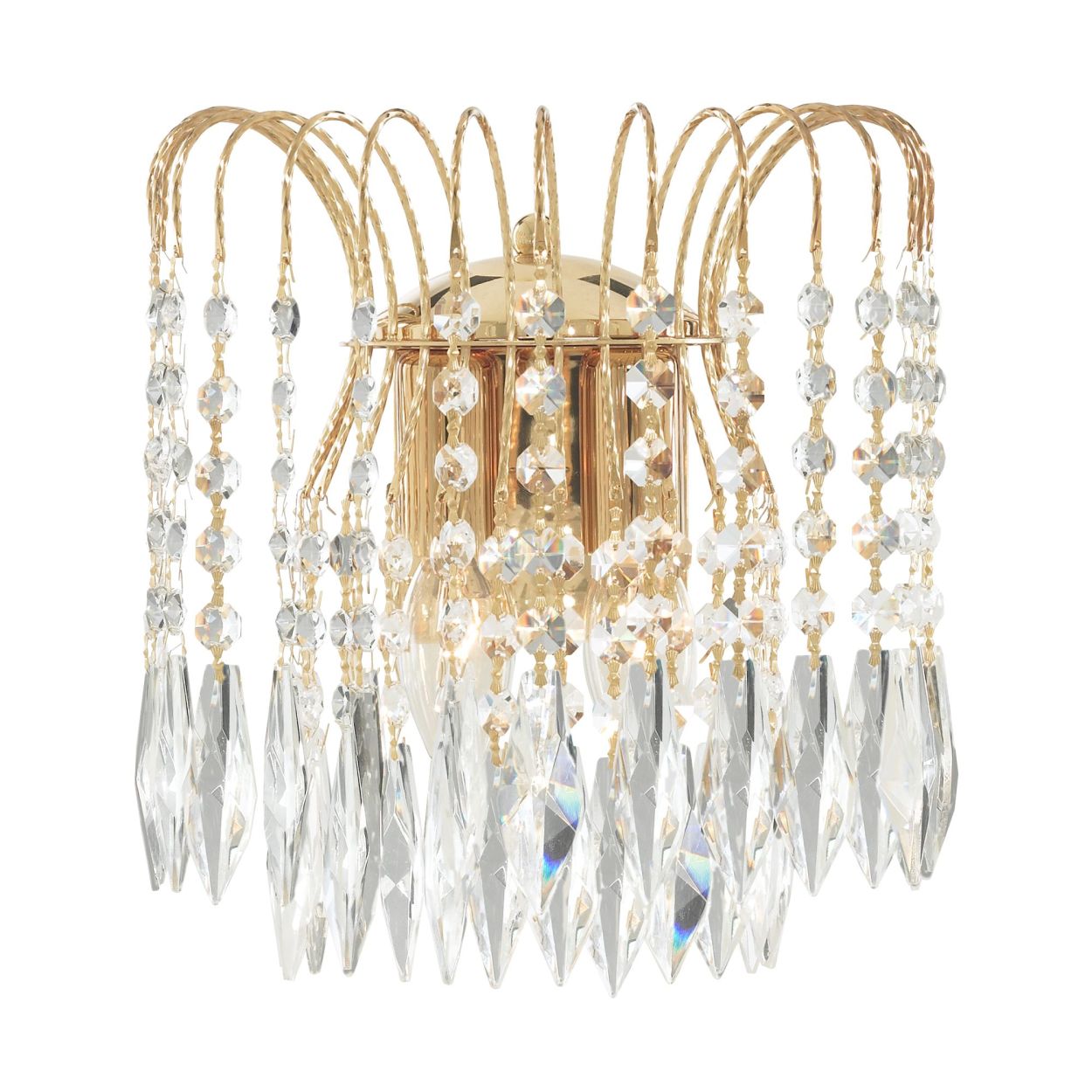 Searchlight Waterfall 2Lt Wandlamp Goud Metaal & Kristal