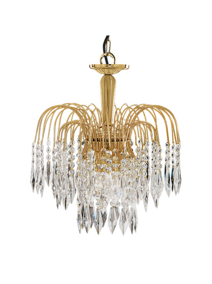 Searchlight Waterfall 3Lt Pendant - Gold Metal & Crystal