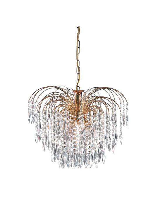 Searchlight Waterfall 5Lt Hanglamp Goud Metaal & Kristal