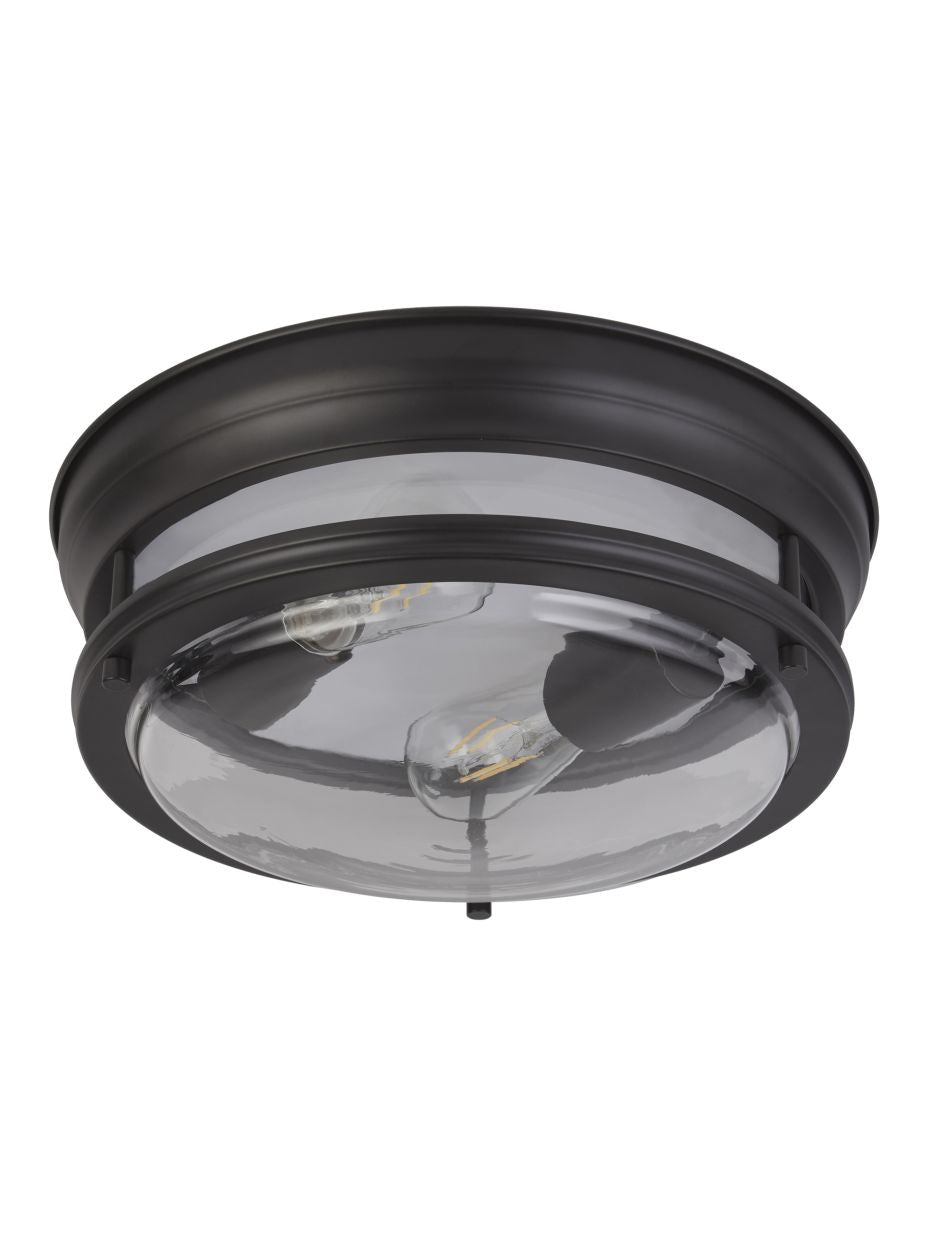 Searchlight Glasgow 2Lt Flush Zwart Metaal & Helder Glas