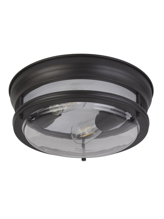 Searchlight Glasgow 2Lt Flush Zwart Metaal & Helder Glas