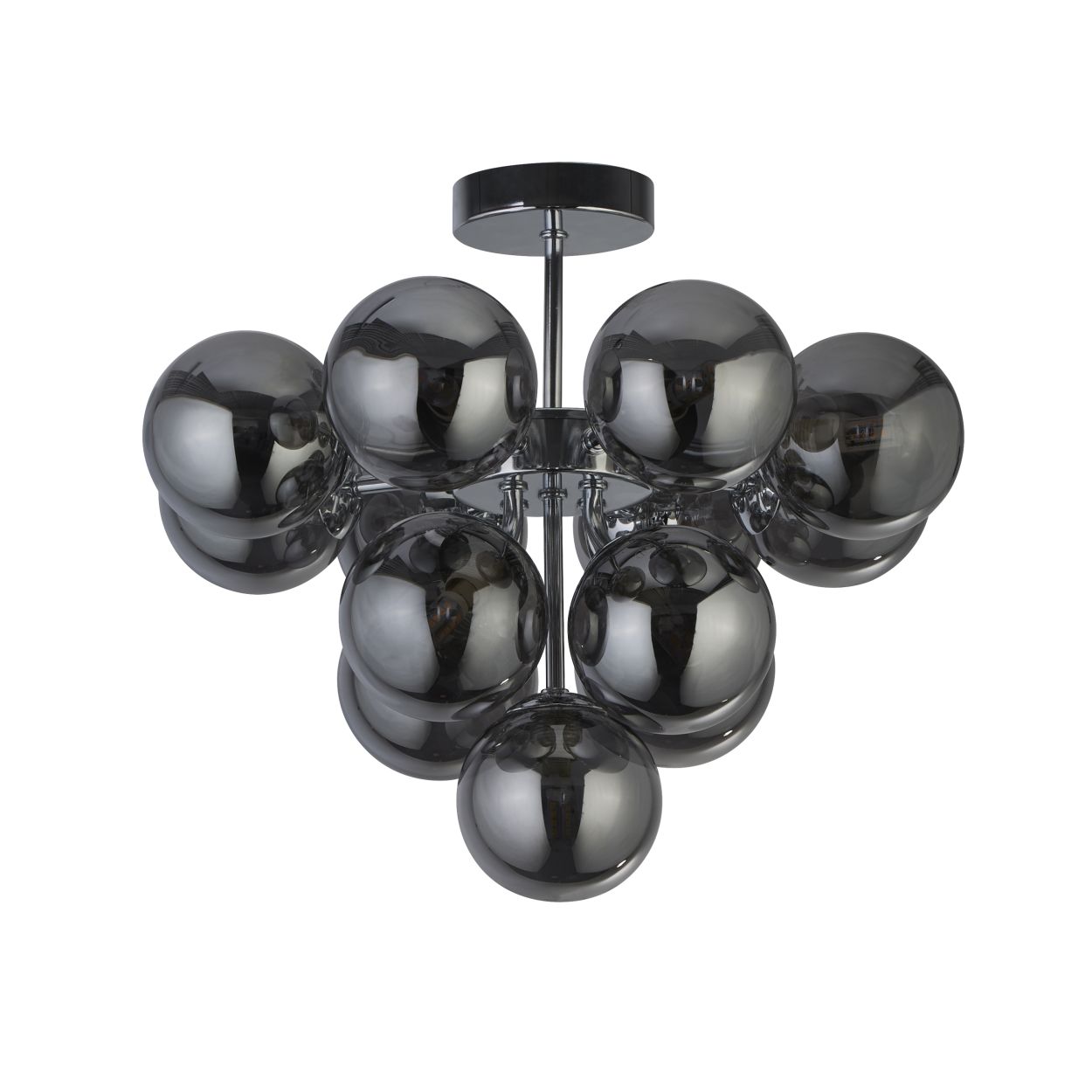 Searchlight Berry 13Lt Semi Flush Chroom Metaal & Smoked Glas