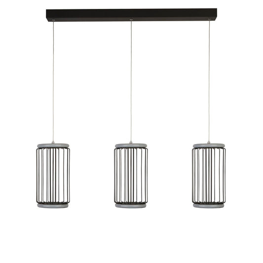 Searchlight Circolo 3Lt Cage Bar Hanglamp Zwart Metaal & Wit Silicon