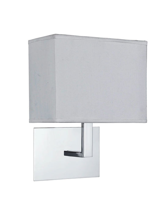 Searchlight Hotel Wandlamp Chroom Metaal & Wit Stof Lampenkap