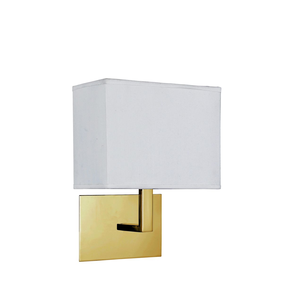 Searchlight Hotel Wandlamp Satin Messing Metaal & Wit Stof Lampenkap