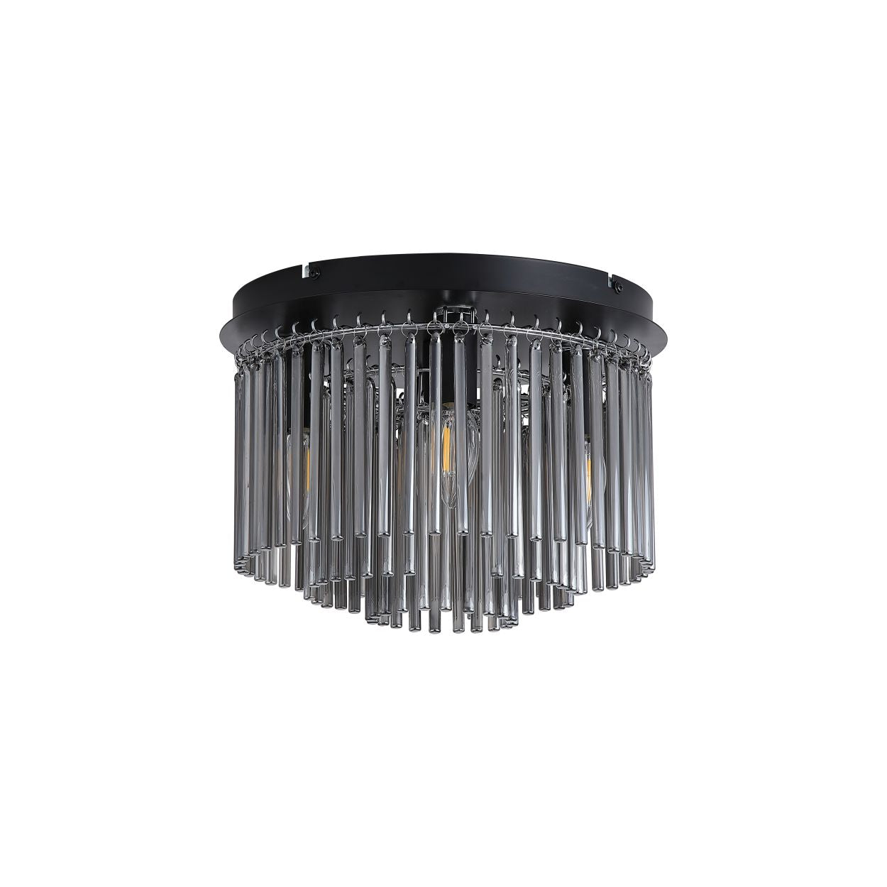 Searchlight Swizzle 5Lt Flush, Mat Zwart Metaal with Smoked Rods