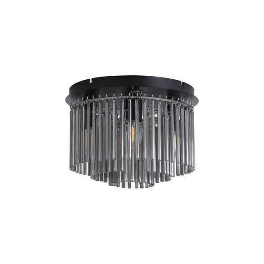 Searchlight Swizzle 5Lt Flush, Mat Zwart Metaal with Smoked Rods