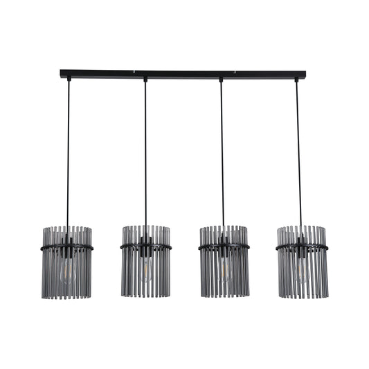 Searchlight Swizzle 4Lt Bar Pendant, Matt Black Metal with Smoked Rods