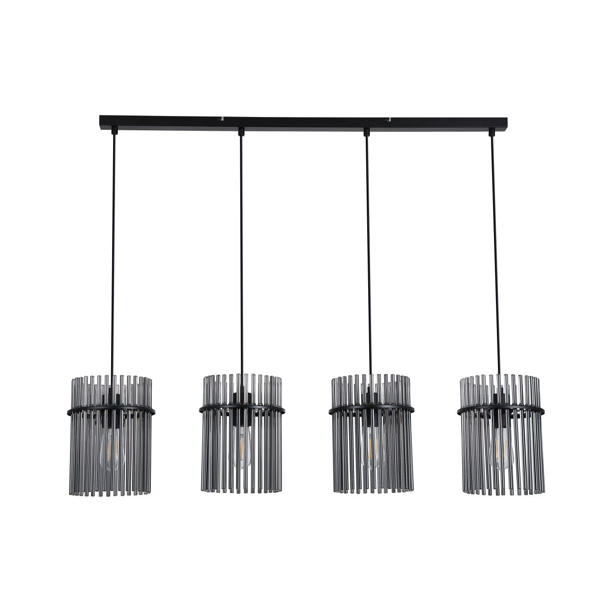 Searchlight Swizzle 4Lt Bar Hanglamp, Mat Zwart Metaal with Smoked Rods