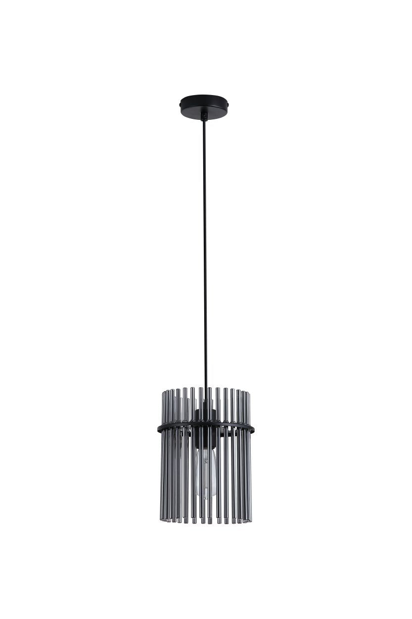 Searchlight Swizzle 1Lt Hanglamp, Mat Zwart Metaal with Smoked Rods