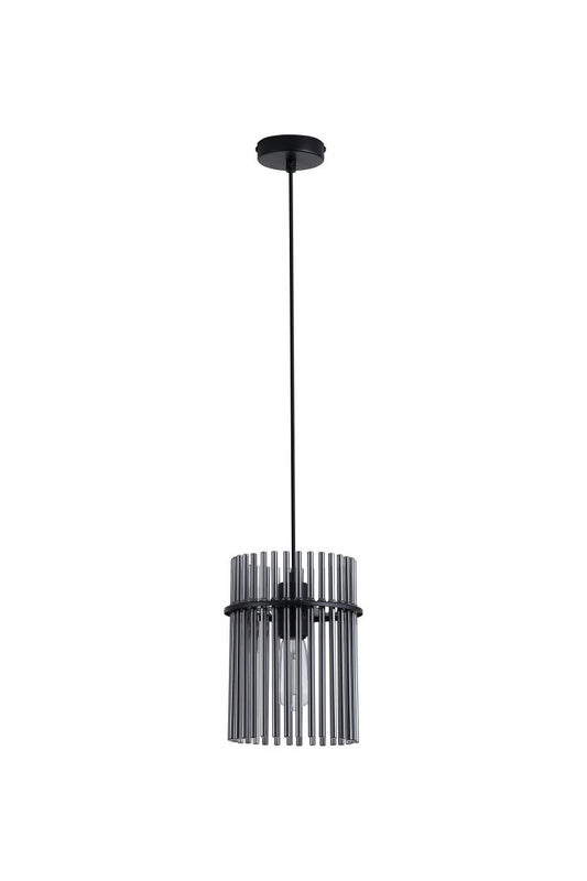 Searchlight Swizzle 1Lt Hanglamp, Mat Zwart Metaal with Smoked Rods