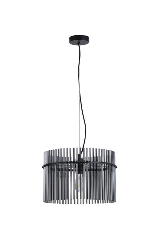 Searchlight Swizzle 1Lt Hanglamp, Mat Zwart Metaal with Smoked Rods Dia.