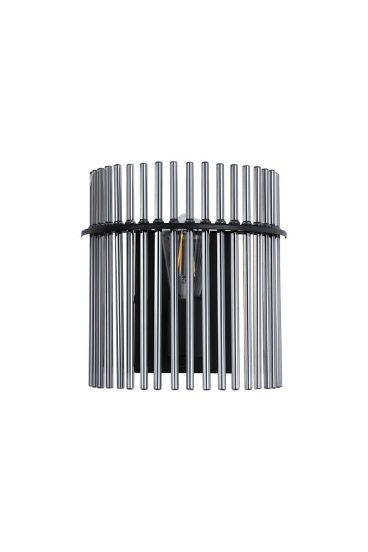 Searchlight Swizzle 1Lt Wandlamp, Mat Zwart Metaal with Smoked Rods