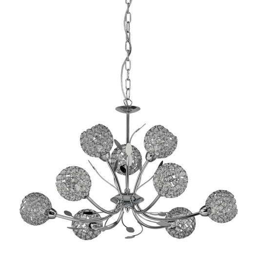 Searchlight Bellis II 9Lt Hanglamp Chroom & Helder Glas