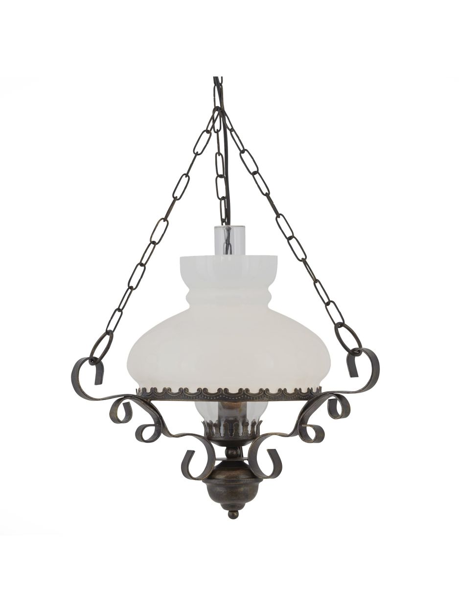 Searchlight Oil Hanglamp Rust Metaal & Helder & Opal Glas