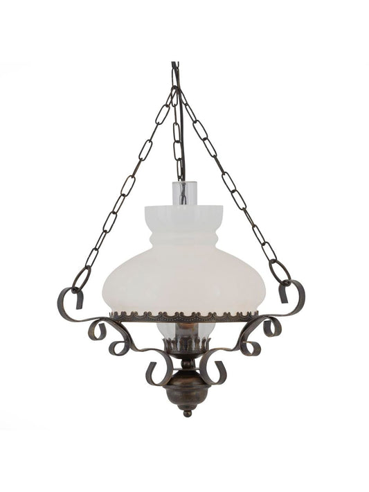 Searchlight Oil Hanglamp Rust Metaal & Helder & Opal Glas