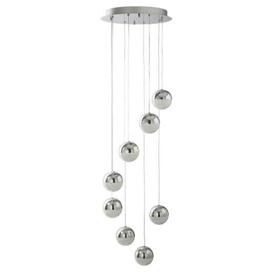 Searchlight Marbles 8Lt Multi Drop Hanglamp Chroom, Crushed Ice Lampenkap