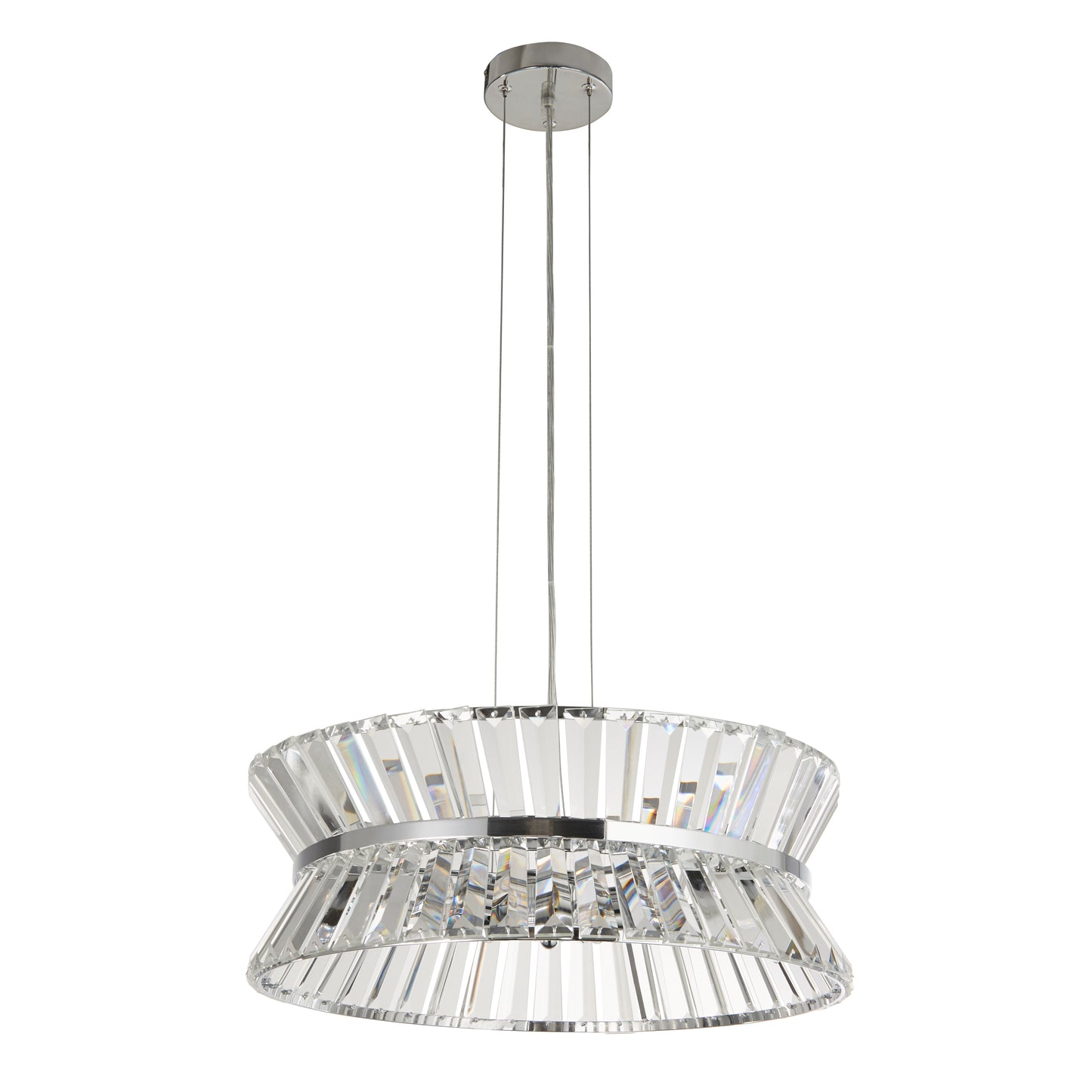 Searchlight Uptown 7Lt Pendant/Semi-Flush - Chrome Metal & Clear Crystal