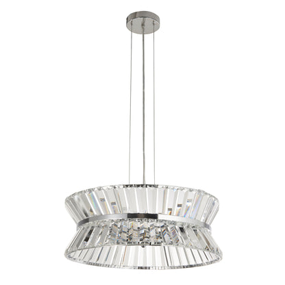 Searchlight Uptown 7Lt Pendant/Semi-Flush - Chrome Metal & Clear Crystal