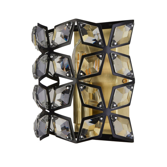 Searchlight Iris Wandlamp Zwart Metaal, Kristal & Messing