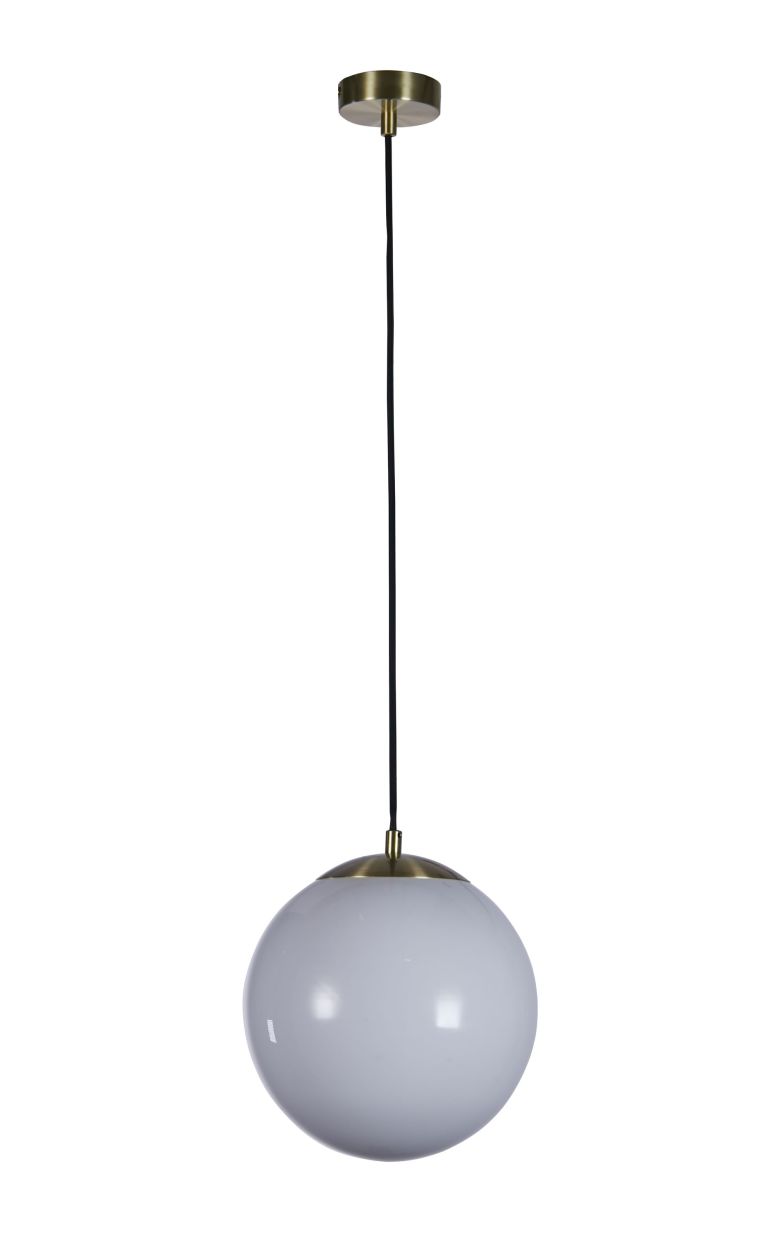 Searchlight Atom II Hanglamp Satin Messing & Opal Glas