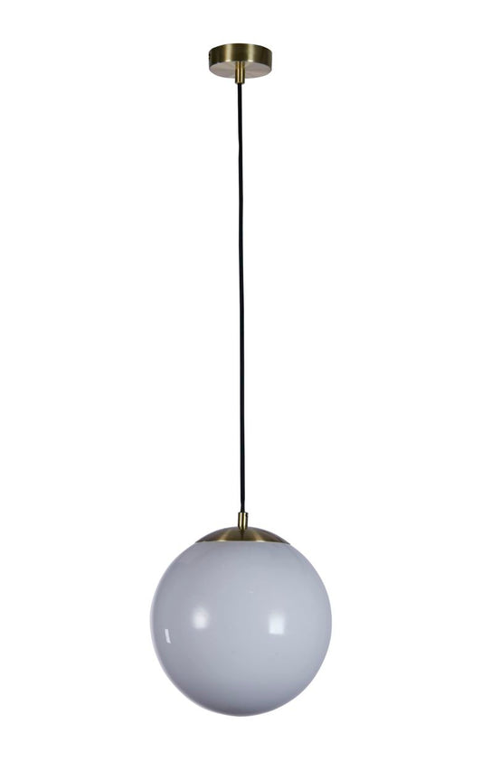 Searchlight Atom II Hanglamp Satin Messing & Opal Glas