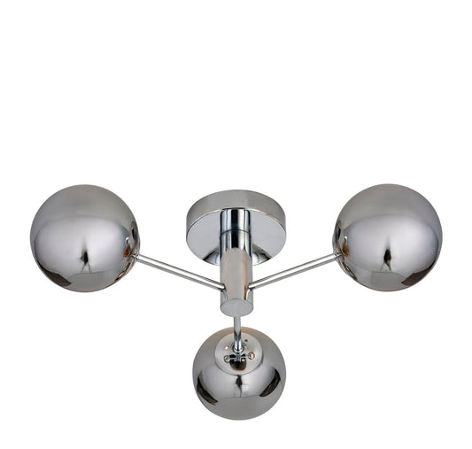 Searchlight Oscar 3Lt Flush Chroom Metaal & Smoked Glas