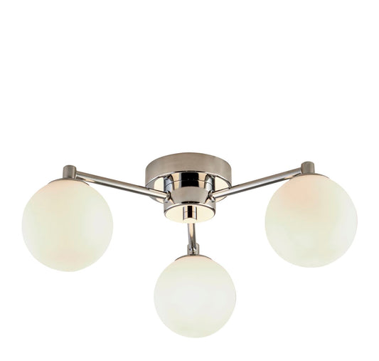 Searchlight Tiberius 3Lt Flush Chroom Metaal & Wit Mat Glas