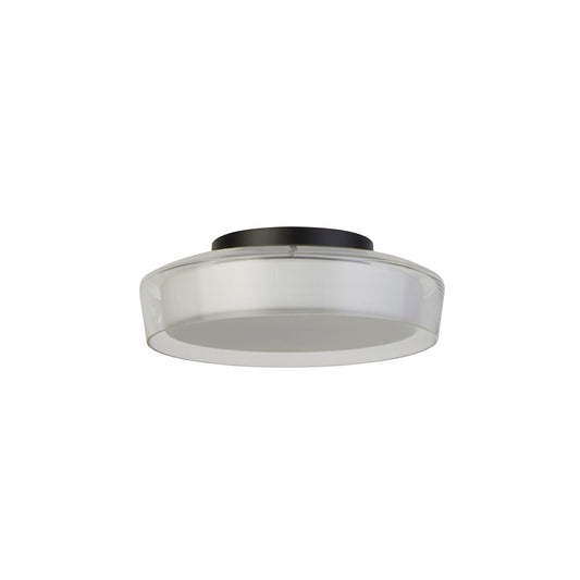 Searchlight Puck Flush Zwart Metaal, Helder & Opal Glas