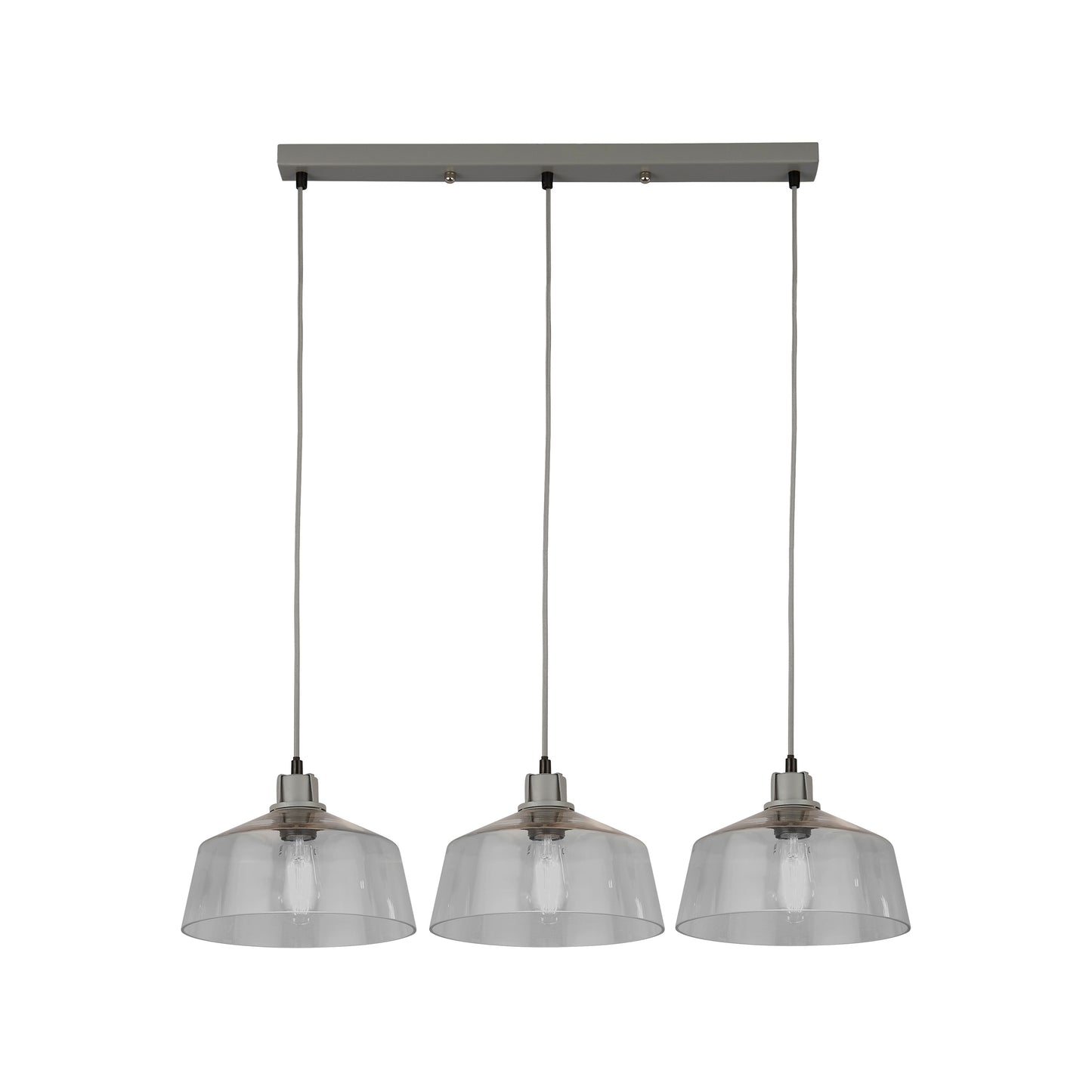Searchlight x Odeon 3Lt Bar Pendant - Grey Metal & Glass