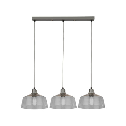 Searchlight x Odeon 3Lt Bar Pendant - Grey Metal & Glass