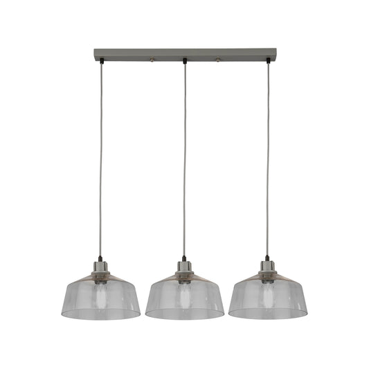 Searchlight x Odeon 3Lt Bar Pendant - Grey Metal & Glass