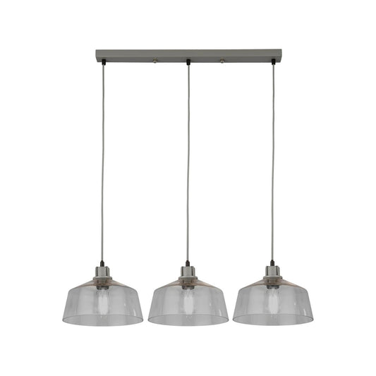 Searchlight x Odeon 3Lt Bar Hanglamp Grijs Metaal & Glas