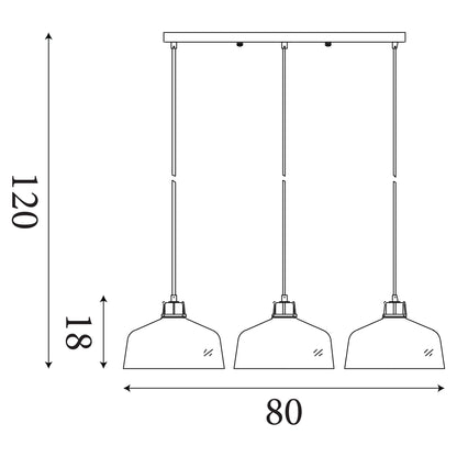 Searchlight x Odeon 3Lt Bar Pendant - Grey Metal & Glass
