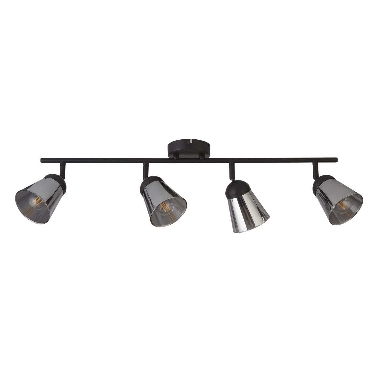 Searchlight Mega 4Lt Bar Spot Zwart Metaal & Smoked Glas