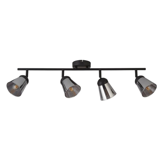 Searchlight Mega 4Lt Bar Spot Zwart Metaal & Smoked Glas