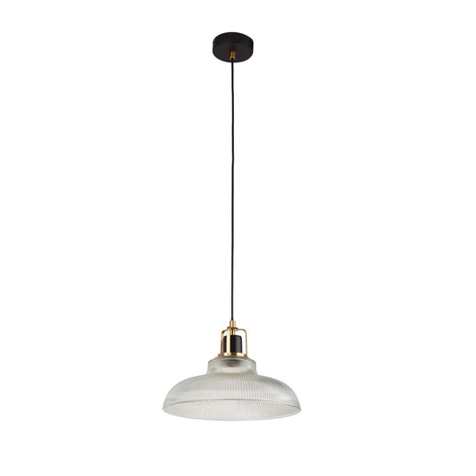 Searchlight Glossop Hanglamp Glas, Zwart & Messing Metaal