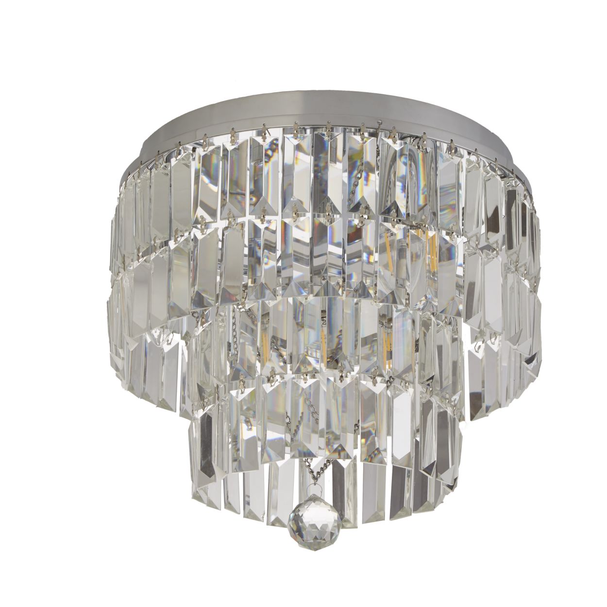 Searchlight Empire 4Lt Flush Chroom Metaal & Helder Kristal