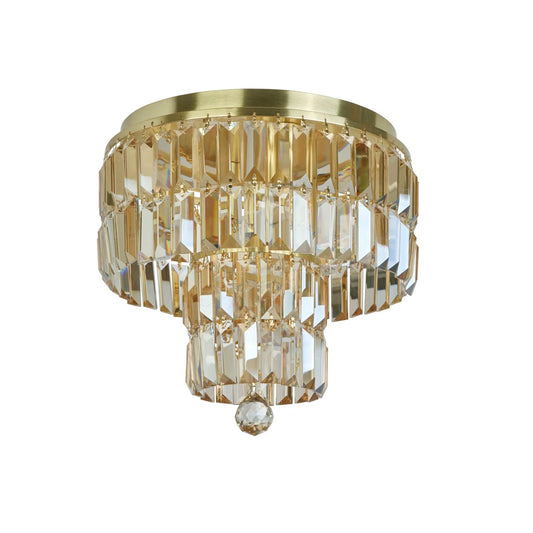 Searchlight Empire 4Lt Flush Satin Messing Metaal & Champagne Kristal
