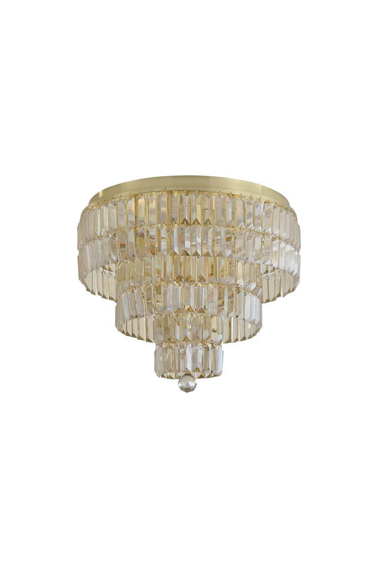 Searchlight Empire 6lt Flush, Satin Messing and Champagne Glas IP44