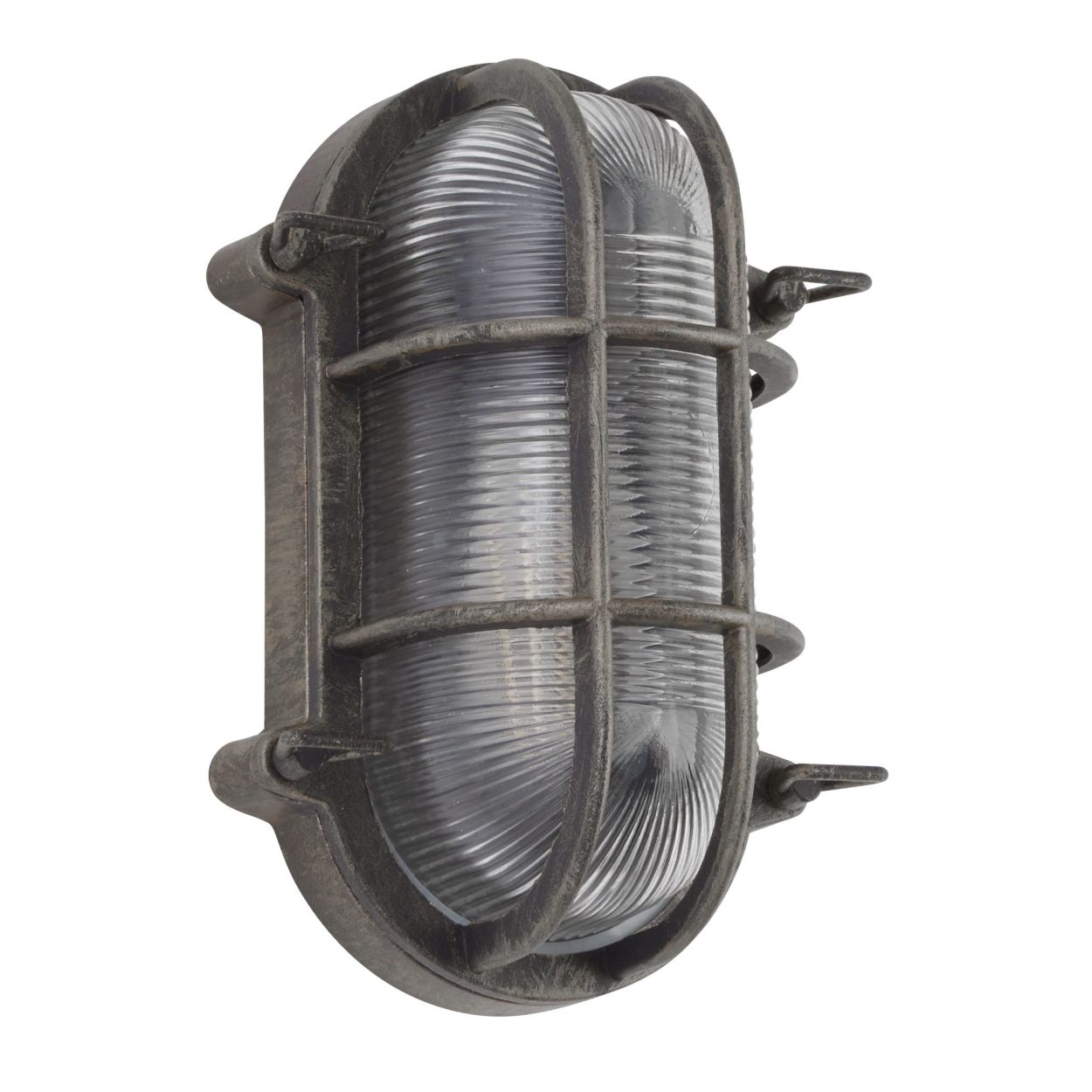 Searchlight Bulkhead Oval Buiten Wall/Plafondlamp Zwart Zilver