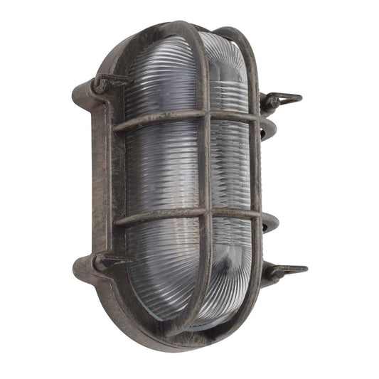 Searchlight Bulkhead Oval Buiten Wall/Plafondlamp Zwart Zilver
