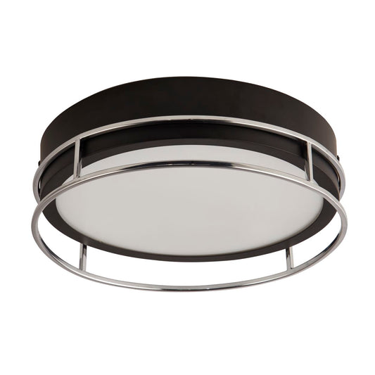 Searchlight Phoenix 2Lt Flush Zwart, Chroom Metaal & Mat Glas