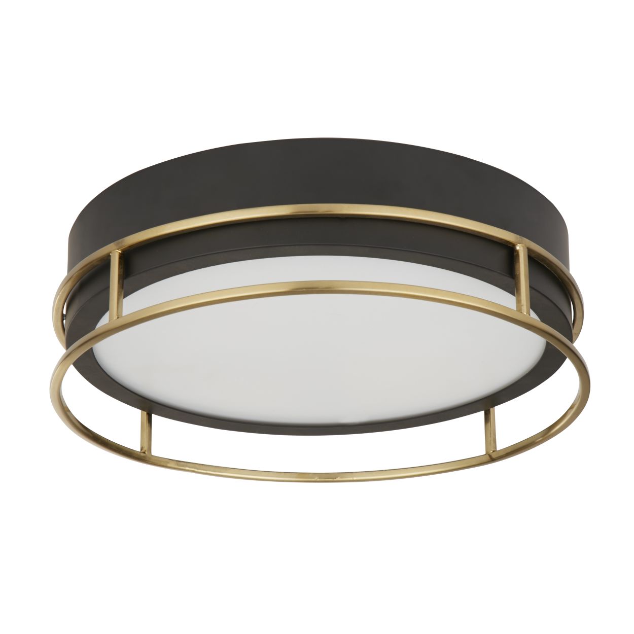 Searchlight Phoenix 2Lt Flush Zwart, Messing Metaal & Mat Glas