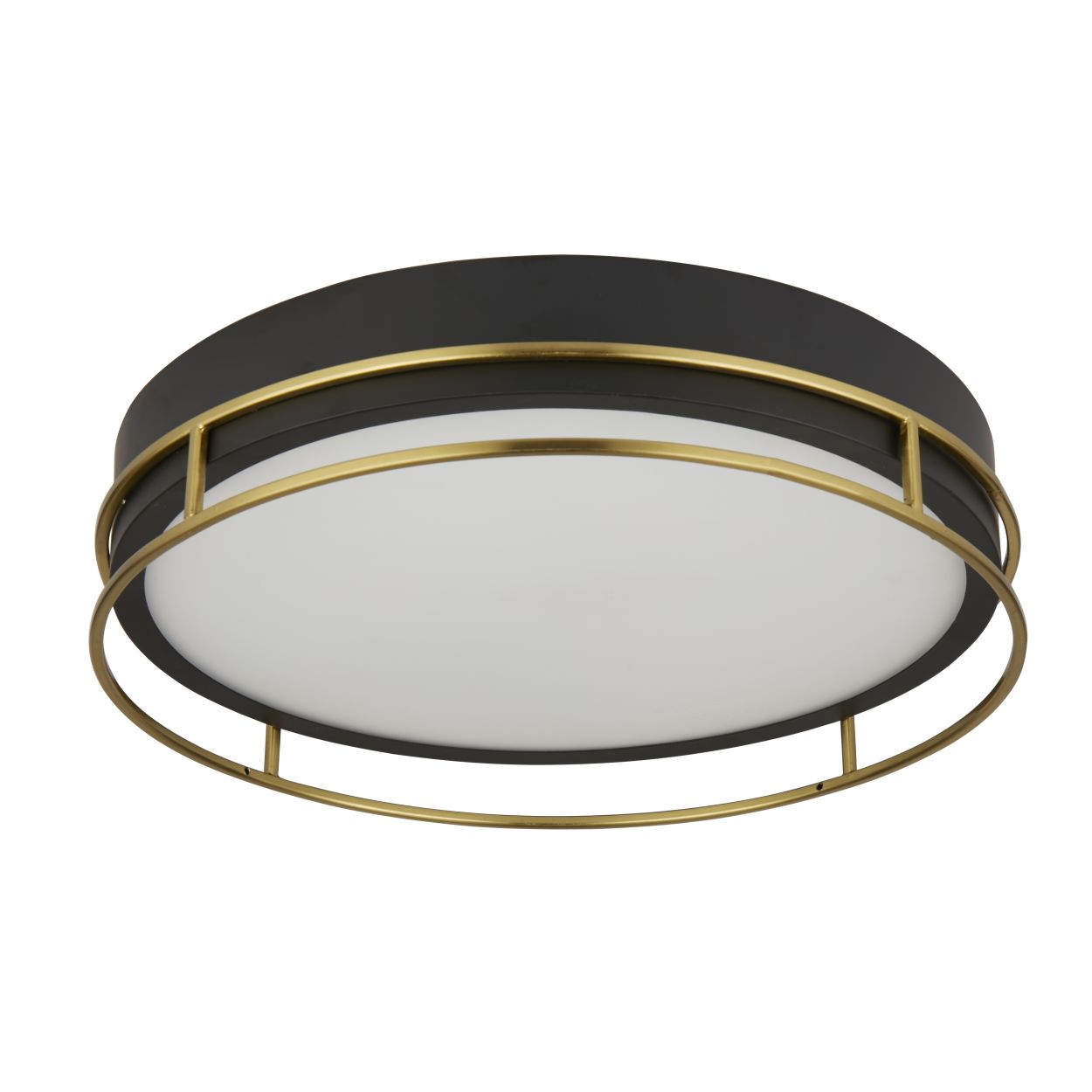 Searchlight Phoenix 3Lt Flush Zwart, Messing Metaal & Mat Glas