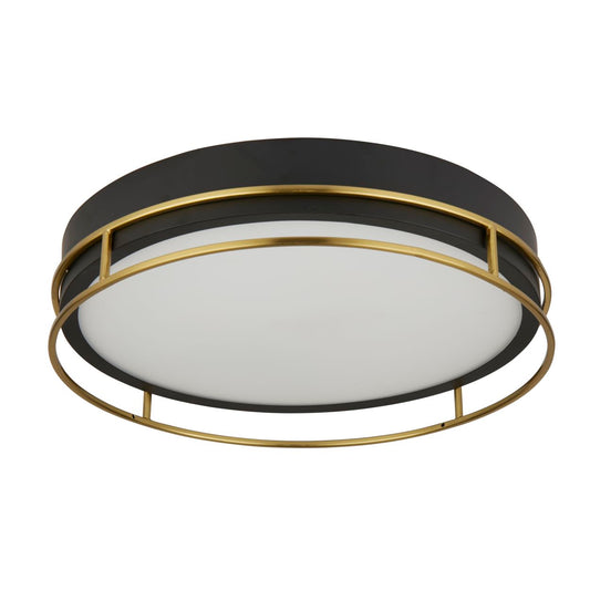 Searchlight Phoenix 3Lt Flush Zwart, Messing Metaal & Mat Glas