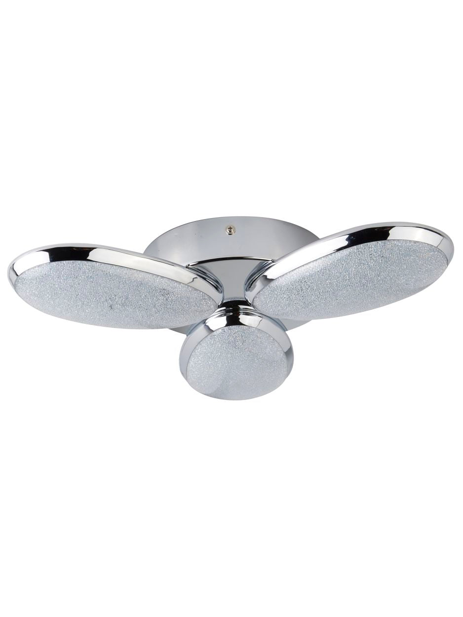 Searchlight Lori 3Lt Flush Chroom & Crushed Ice Effect